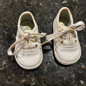Kate Spade white glitter  baby shoes